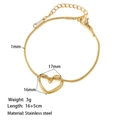 Detail showing dimensions of golden heart pendant necklace with snake chain and specifications - [XKB2215] Twisted Heart Bracelet Gold