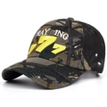 Gorra de béisbol de camuflaje con bordado 777 amarillo en 3D y texto en el frente - Camuflaje