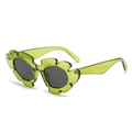 Gafas de sol verde traslúcido con forma de flor y lentes grises para mujer moda - Montura Verde Lentes Grises