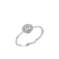 Funkelnder S925 Sterlingsilber Halo-Ring mit rundem Zirkonia im Brillantschliff - US-Größe 5 / Silber