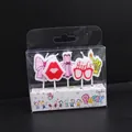 Pink girls party themed candles with bow, lips, dress and crown shapes for cake decor - Red Lips Candle