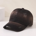 Detail of distressed cotton baseball cap with vintage worn holes and 6-panel structure - 52cm (Recommended for Children 3-8 Years) / Black