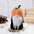 Halloween pumpkin gnome doll with orange textured hat and white faux fur beard decor - 12x9cm / Pumpkin Pattern / Orange Red