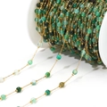 Green agate stone chain with gold-plated stainless steel beads for DIY jewelry making - 0.8mm Gold Chain 4.5mm Green Gradient Beads 02