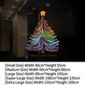 Luminous Christmas tree window sticker with Merry Christmas text for festive glass decor - Colorful Glowing Line Tree / Small