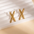 Gold Matte X-shaped Studs ZJGE0896