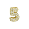 Gold plated number 5 pendant charm with sparkling cubic zirconia for DIY jewelry making - Number 5 / Gold