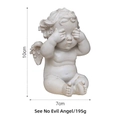 Vintage white cherub figurine covering eyes, resin material, 10x7cm height and width - See No Evil Little Angel