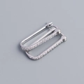 Pendientes de aro rectangulares minimalistas de plata de ley S925 con circonitas transparentes - Oro Blanco (circón Blanco)