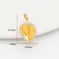 Durian shaped pendant with 14K gold plating and yellow enamel for DIY jewelry making - 14K Gold (Durian H-12118)