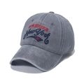 Cappellino da baseball grigio lavato con ricamo New York America su sfondo bianco - 56cm-60cm / Grigio