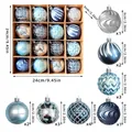 Christmas 16-piece set of blue and silver 6cm plastic ornaments with varied patterns - Ice Blue Theme - 16PCS