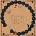 8mm tiger eye and matte black beaded basketball bracelet with motivational card - Basketball Style 3