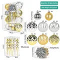 45-piece Christmas tree ornament set in gold and silver finish with various textures - Gold & Silver (45 Pieces)