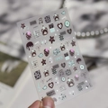 Close-up of embossed nail stickers featuring cute bears, hearts and glitter star patterns - Chestnut Bear 5D Relief Style (to5445)