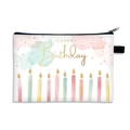 Pink and mint watercolor canvas cosmetic bag with gold Happy Birthday text and candles - Pink Green Gold Watercolor (33)
