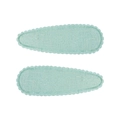Détail de barrettes à cheveux en tissu vert menthe avec bords festonnés pour petites filles - Pince Goutte à Bord Festonné (Lot de 2) / Vert Menthe-Texture Tissu