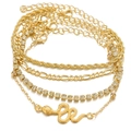 5pcs golden multi-layer bracelet set with snake pendant, tennis chain and crystal stones - 4 Pcs Gold Snake Rhinestone Set