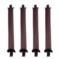Detailed view of four brown satin heatless hair rollers with secure snap buttons - OPP Bag (4 Pcs) / Coffee