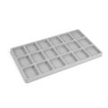 Detailed view of gray flocked 24-grid jewelry display tray for organizing small earrings - Flocking/Velvet / Multi-Grid Storage Tray