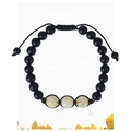 Detalle de pulsera de cuentas de citrino de 8mm en tarjeta con mensaje de riqueza - Pulsera de Citrino