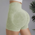 Nahtlose Yoga-Shorts in Salbeigrün mit hohem Bund und Push-up-Effekt am Gesäß - S / Hellgrün