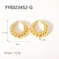 Orecchini a torsione placcati oro 18K, dimensioni 42,3mm con design a cerchio cavo - Stile Croissant (YYE023452-G) / Oro