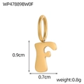 Detailed view of gold letter f pendant with 0.9cm height and 0.7cm width dimensions - Letter-F / Gold
