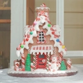 Casa de jengibre iluminada con techo de nieve blanca y adorno de mini muñeco de nieve - Muñeco de Nieve Extra Grande 26*20*28cm