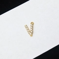 Gold plated micro-pave letter V pendant charm with sparkling crystals for jewelry - Letter V