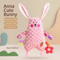 Roze konijn knuffeldoekje voor baby met 3D-noppenstof, bijtring en mooi borduursel - Konijn Stijl (Anna)