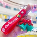 Christmas gift keychain with red silicone wristband and green bell ornaments - Christmas Bell