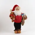 Plush 45cm Santa Claus doll in red snowflake sweater holding a teddy bear and book - Style 06 Red Snowflake Sweater Reindeer Slippers 45cm