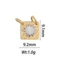 Minimalist square 18k gold plated star pendant charm with 9.1mm by 9.2mm dimensions - DZ-1148-Gold Edge Silver Starburst
