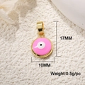 Macro detail of 10mm pink Evil Eye charm with gold edge showing 17mm height and dimensions - A0274-Pink 10mm