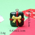 Detailed view of Christmas gift box resin charm with size specs 2.5cm by 2.1cm - 11# Green Gift Box
