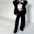 Pantalón de chándal negro de pernera ancha con top blanco y sudadera con capucha y cremallera - XS / Negro