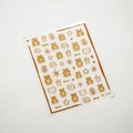 Golden embossed teddy bear nail stickers M-137 with stars and coffee cup designs - Cartoon Bear Relief (M-137)