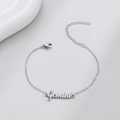 Polished silver stainless steel Gemini zodiac sign bracelet with adjustable link chain - Gemini Steel