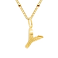 18k gold plated stainless steel necklace featuring a mermaid tail pendant with small beads - Letter Y / Gold