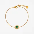 Bracciale a catena in acciaio dorato con gemma verde ovale e alone di zirconi bianchi - Oro Zirconia Verde(SBK155)