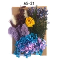 Preserved flower DIY kit with blue and purple hydrangeas on A5-21 floral card - Flower Pack No.21