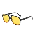 Retro double-bridge aviator sunglasses with black frame, yellow lenses and tortoiseshell - Black Tortoise Frame Yellow Lens Polarized