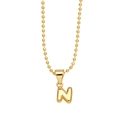 Minimalist 18K gold plated letter N pendant necklace with a polished ball chain finish - Letter N
