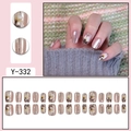 Y-332 Cat-Eye Press-On Nails with Magnolia Floral Art and Pink Shimmer Finish - Pale Pink Pearl White Flower Polka Dot (Y-332)