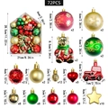 Tabella taglie dettagliata per set di 72 decorazioni natalizie con palline e forme varie - Stile Orso Rosso Verde Oro
