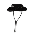 Black outdoor wide brim sun hat with adjustable drawstring and mountain embroidery - M (56-58cm) / Black