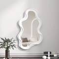 Specchio decorativo bianco a nuvola con cornice ondulata per parete o tavolo - Bianco Onda