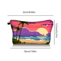 Sunset beach makeup bag with dimensions 22cm x 13.5cm showing size specifications - Golden Orange Beach Style (jiaying32)