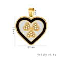 Golden heart pendant earring with black enamel border and sparkling clover detail - White Clover Heart Pendant (HD-94)